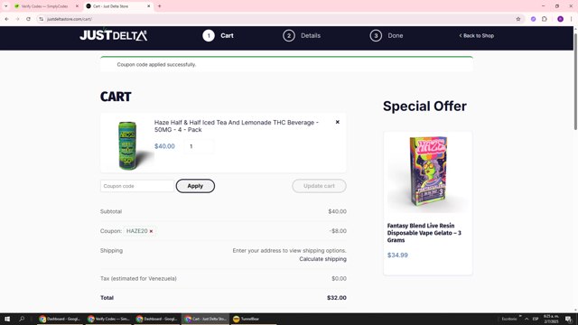 Just Delta checkout page showing Just Delta coupon code box | Screenshot taken by SimplyCodes community member on Jul 2, 2025
