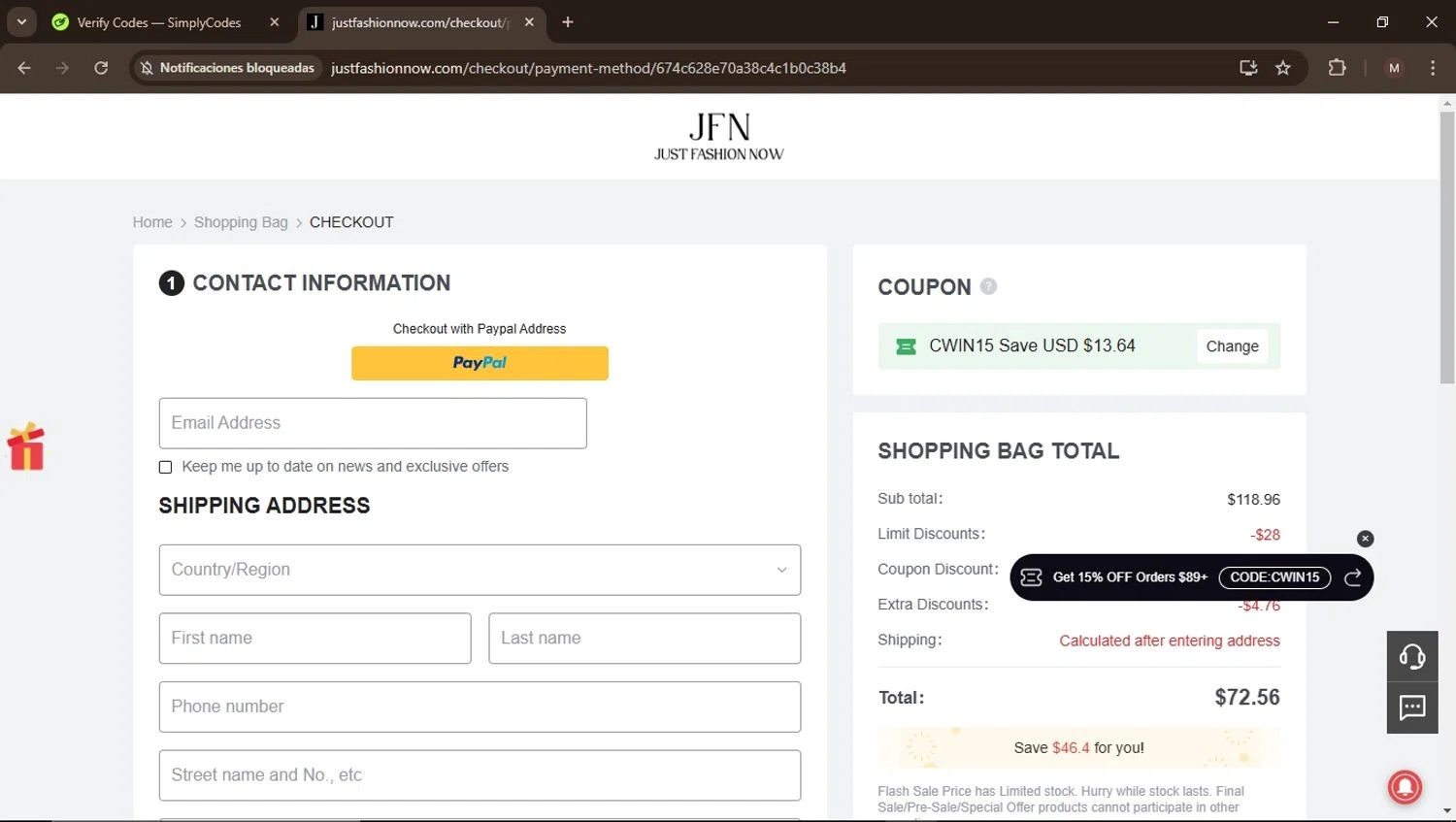 how to use JUST FASHION NOW coupons