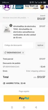 WELCOME265 coupon verification screenshot