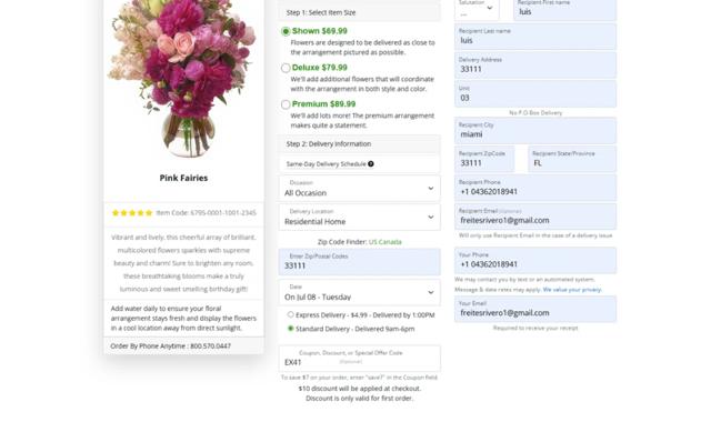 JustFlowers checkout page showing JustFlowers coupon code box | Screenshot taken by SimplyCodes community member on Aug 22, 2025