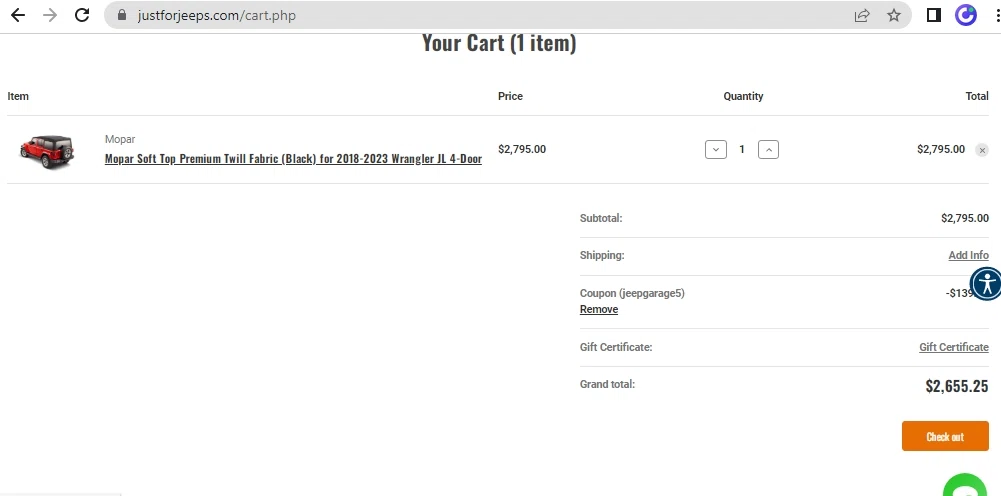 how to use K Series Parts coupons
