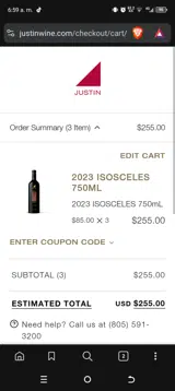 SHIP150 coupon verification screenshot