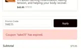 TAKE35 coupon verification screenshot