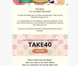 take40 coupon verification screenshot