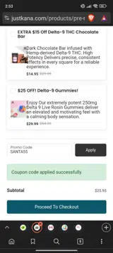 SANTA55 coupon verification screenshot