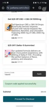 Take40 coupon verification screenshot