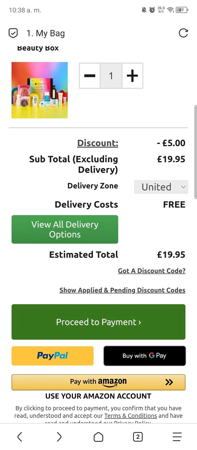 Justmylook checkout page showing Justmylook promo code box | Screenshot taken by SimplyCodes community member on Jul 13, 2024