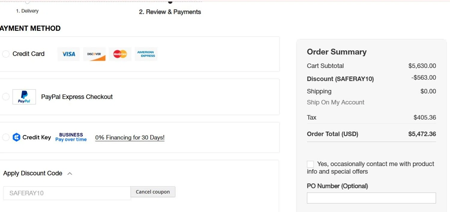 JustRite promo code screenshot showing code SAFERAY10 applied at JustRite checkout page. Uploaded by SimplyCodes community member MoneyFalcon5538 on Nov 26, 2025