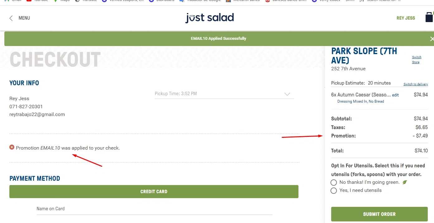 how to use Just Salad coupons