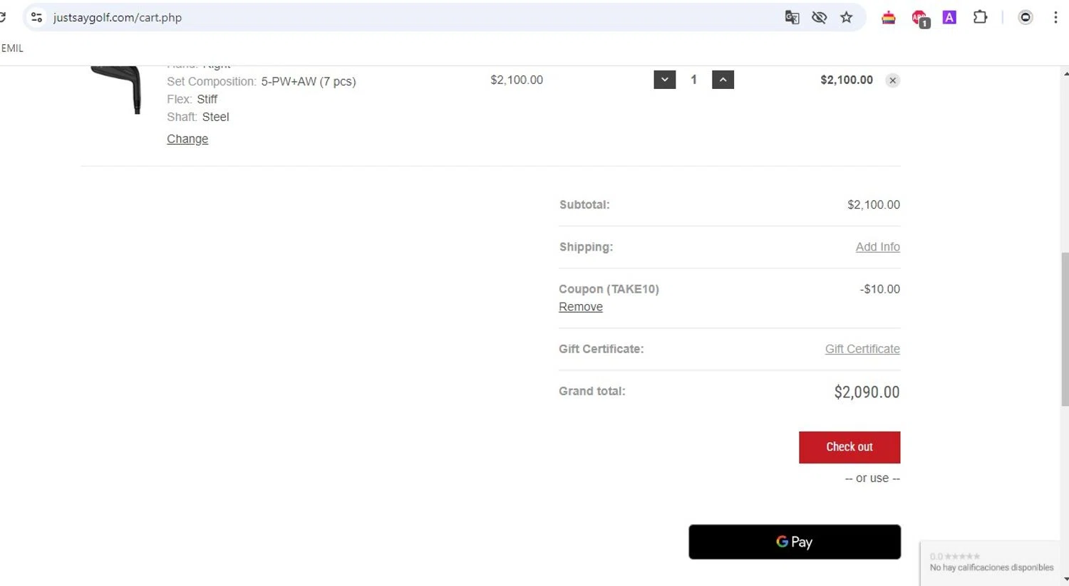 Just Say Golf checkout page showing Just Say Golf promo code box | Screenshot taken by SimplyCodes community member on Aug 29, 2024