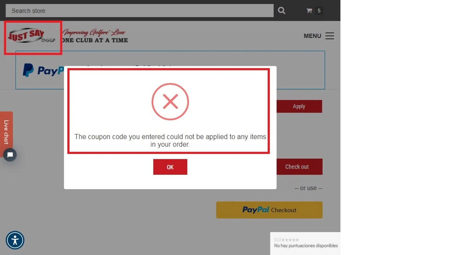 Just Say Golf promo code screenshot showing code TAKE10 applied at Just Say Golf checkout page. Uploaded by SimplyCodes community member leninandrea on Jun 16, 2025