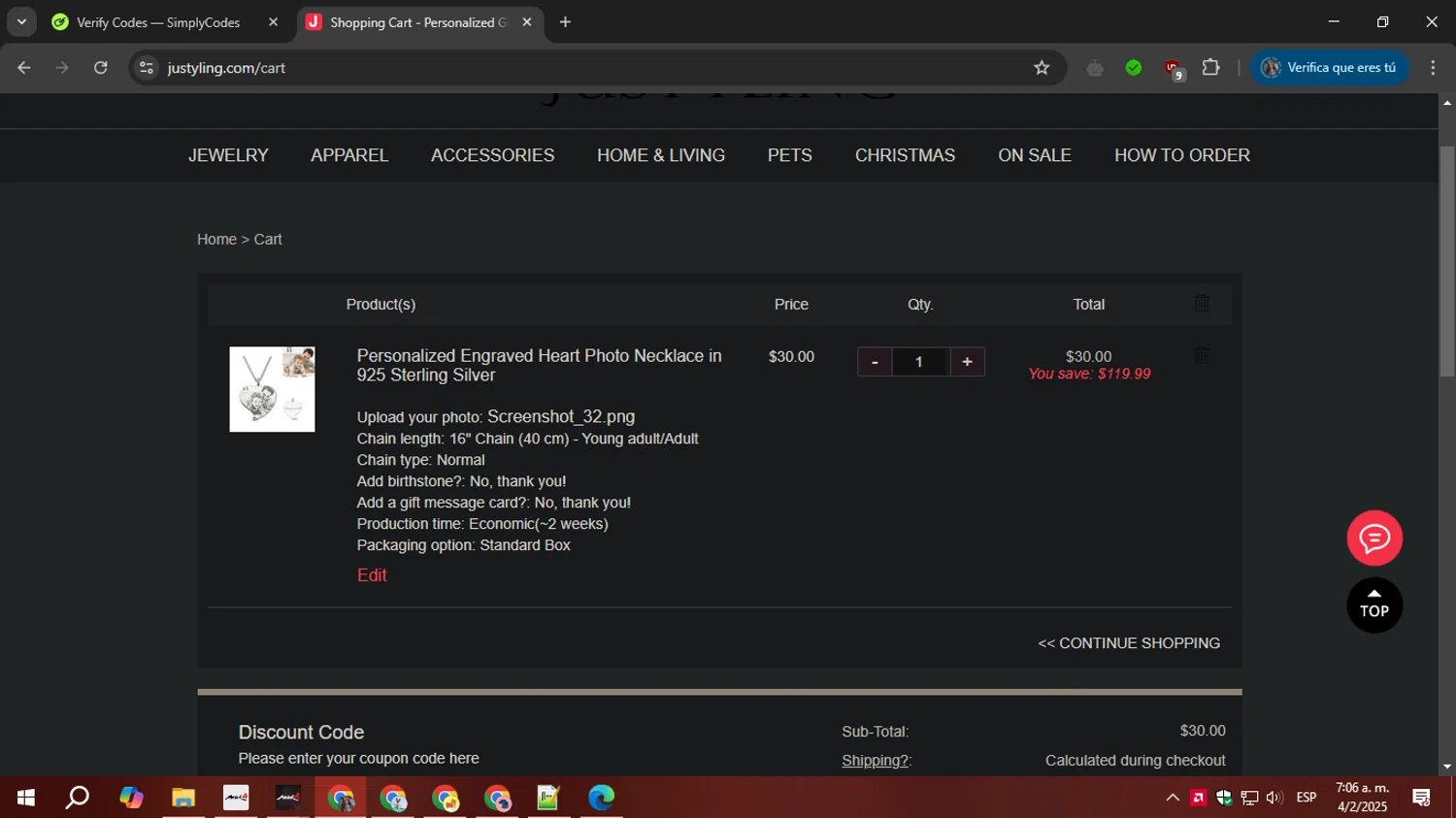 Justyling promo code screenshot showing code FATHERSDAY applied at Justyling checkout page. Uploaded by SimplyCodes community member PrimeTiger1163 on Feb 4, 2025