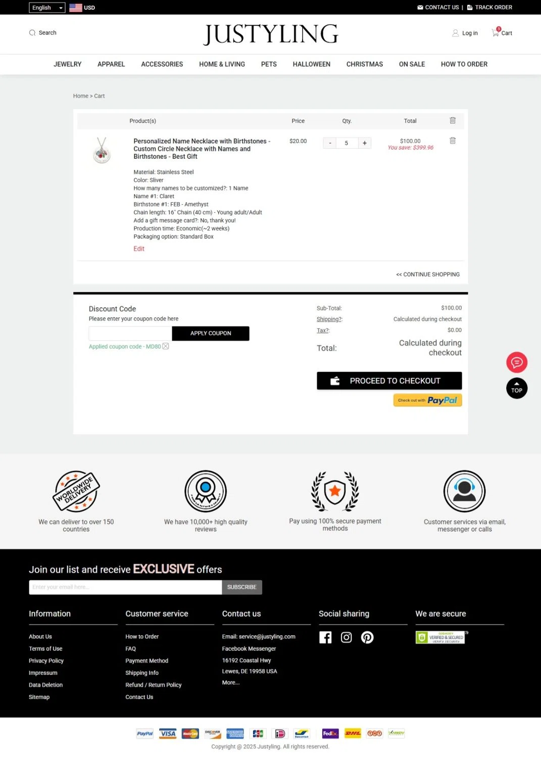 Justyling promo code screenshot showing code MD80 applied at Justyling checkout page. Uploaded by SimplyCodes community member Maylinlr on Sep 21, 2025