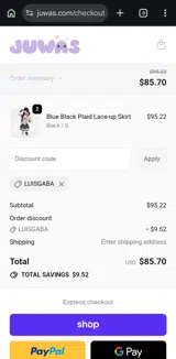 LUISGABA coupon verification screenshot