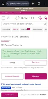 FINALE coupon verification screenshot