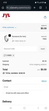CYBER coupon verification screenshot