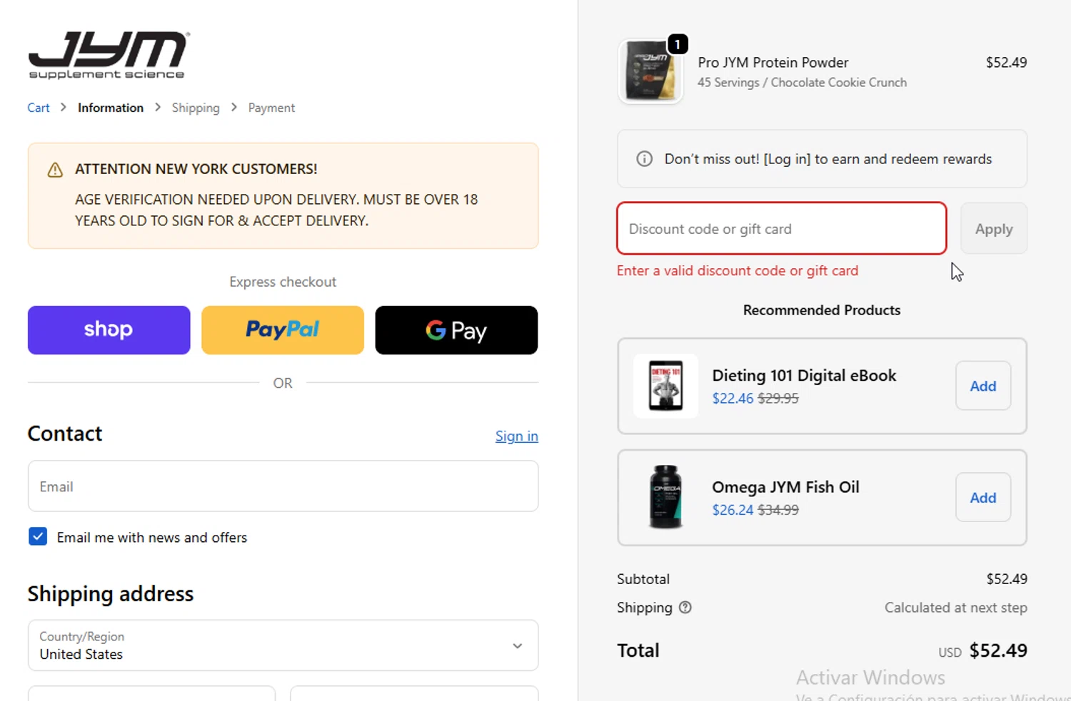 JYM Supplement Science discount code screenshot showing code JYATES10 applied at JYM Supplement Science checkout page. Uploaded by SimplyCodes community member BudgetGuardian5712 on Nov 25, 2025