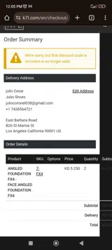 K7LFAM coupon verification screenshot
