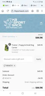 BOAZ10 coupon verification screenshot