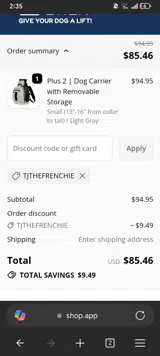 TJTHEFRENCHIE coupon verification screenshot