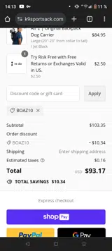 BOAZ10 coupon verification screenshot