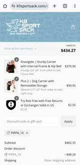 PIPPA_10 coupon verification screenshot