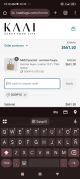 Goop10 coupon verification screenshot