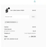 Kaffe Products coupon verification screenshot