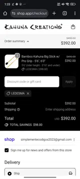 LEDESMA coupon verification screenshot