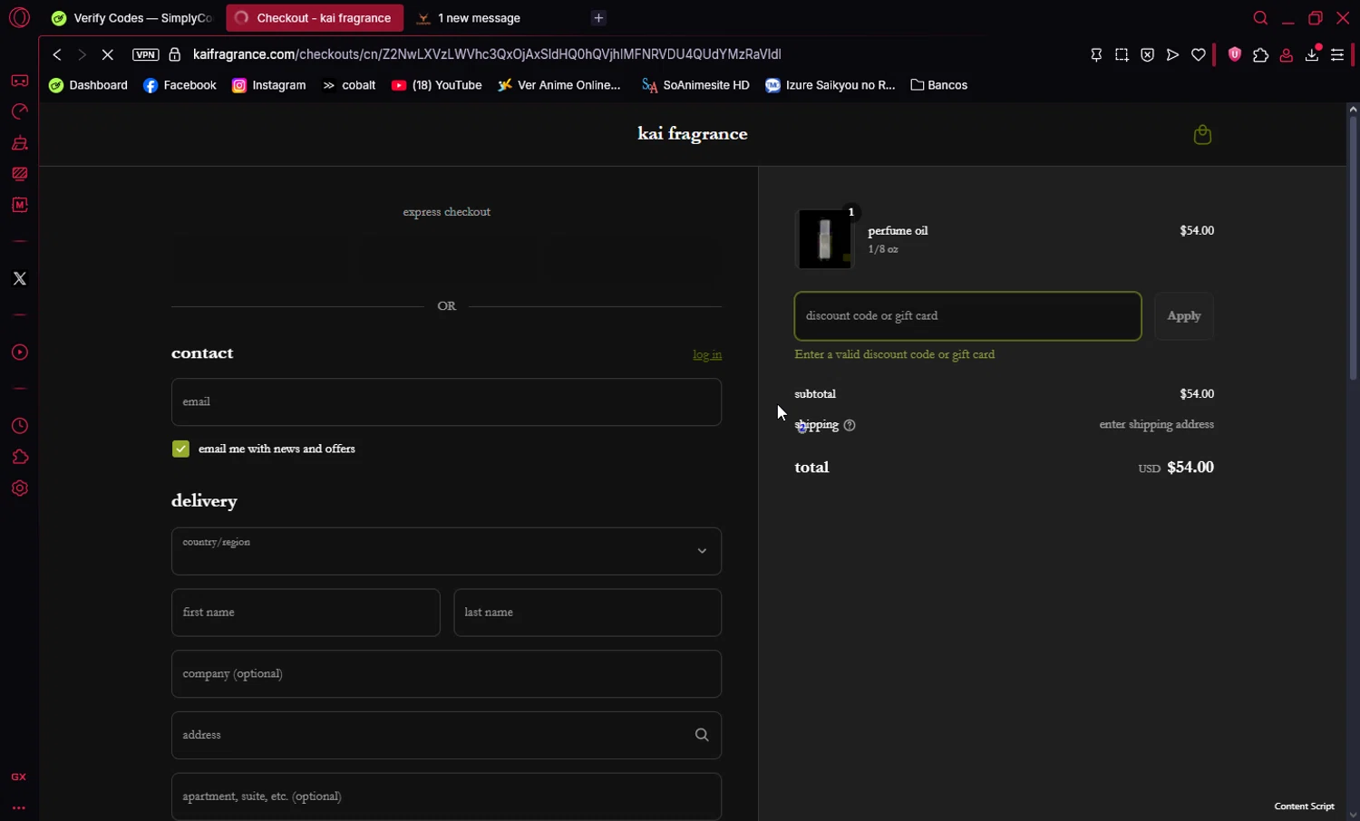 Kai Fragrance discount code screenshot showing code leiday applied at Kai Fragrance checkout page. Uploaded by SimplyCodes community member Ema007 on May 30, 2025