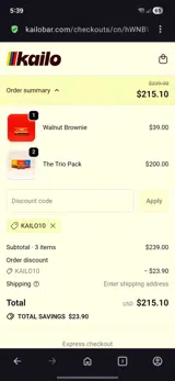Kailo10 coupon verification screenshot