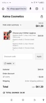 HAPA coupon verification screenshot