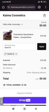 Save10 coupon verification screenshot