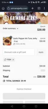 FISH coupon verification screenshot