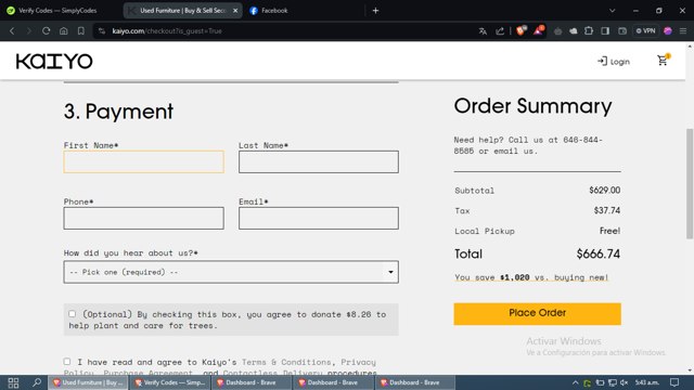 Kaiyo checkout page showing Kaiyo coupon code box | Screenshot taken by SimplyCodes community member on May 22, 2024