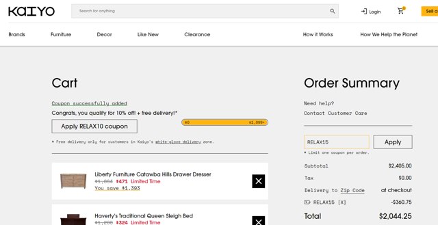 Kaiyo checkout page showing Kaiyo coupon code box | Screenshot taken by SimplyCodes community member on Aug 3, 2024
