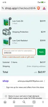 Kaizen Food Company coupon verification screenshot