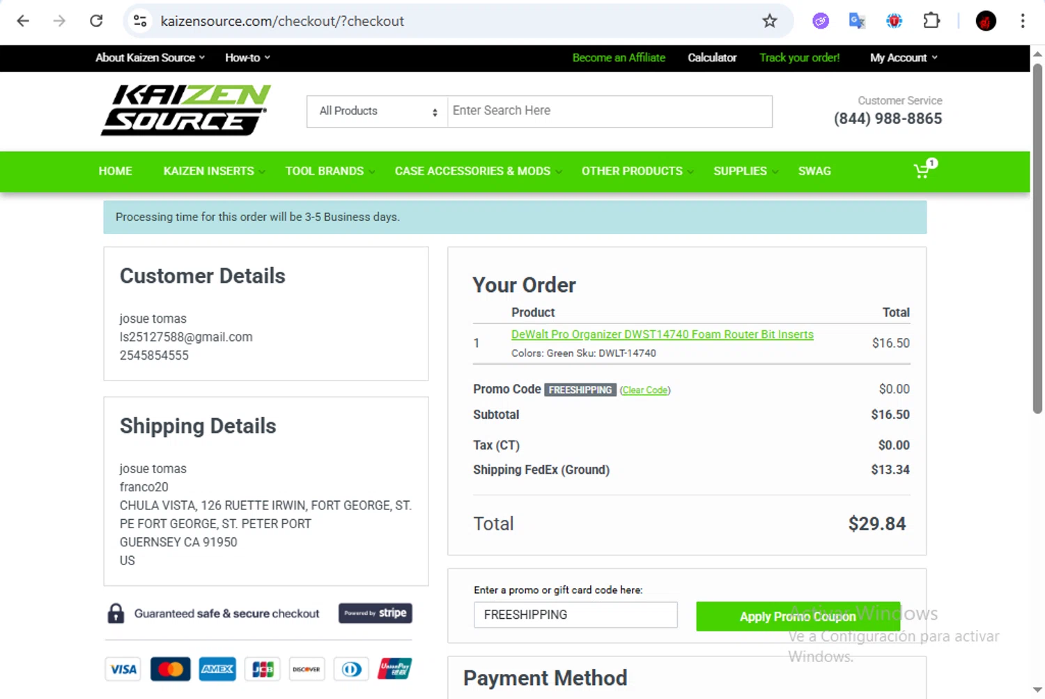 Kaizen Source promo code screenshot showing code FREESHIPPING applied at Kaizen Source checkout page. Uploaded by SimplyCodes community member Francisco01 on Aug 15, 2025
