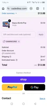Kajun Loaded Tea coupon verification screenshot