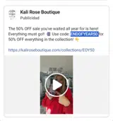 Kali Rose Boutique coupon verification screenshot