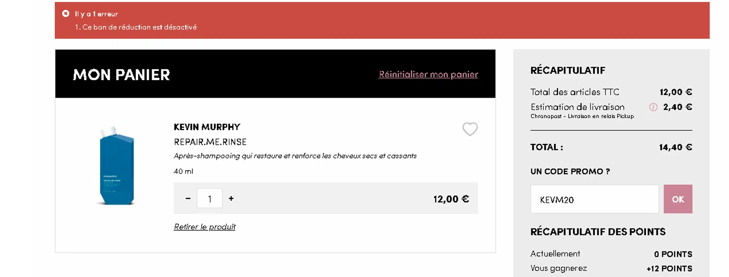 Kalista Parfums promo code screenshot showing code KEVM20 applied at Kalista Parfums checkout page. Uploaded by SimplyCodes community member goldhooh on Nov 7, 2025