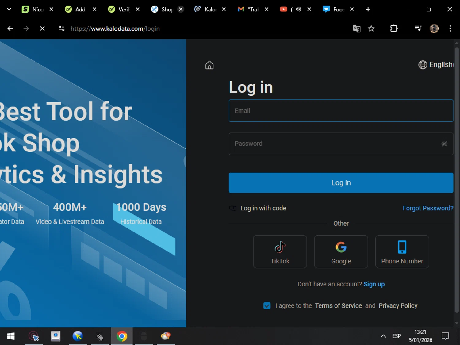 Kalodata promo code screenshot showing code KUMO applied at Kalodata checkout page. Uploaded by SimplyCodes community member MarcosAranguren on Jan 5, 2026