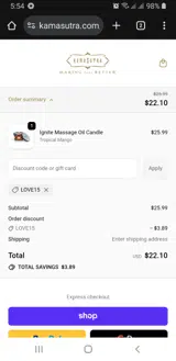 LOVE15 coupon verification screenshot
