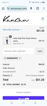 Kancan USA coupon verification screenshot