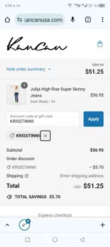 Kancan USA coupon verification screenshot