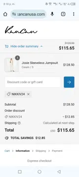 Kancan USA coupon verification screenshot