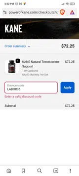 LABOR35 coupon verification screenshot