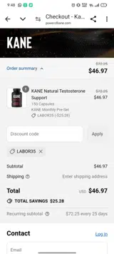 LABOR35 coupon verification screenshot