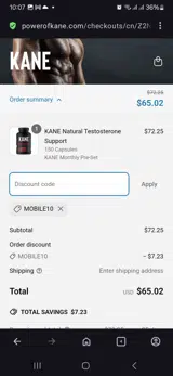 Mobile10 coupon verification screenshot