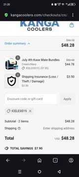 Iceless15 coupon verification screenshot